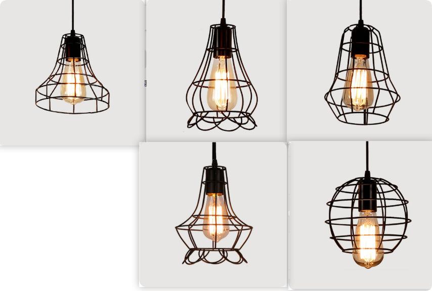 Modern Iron Cage Chandelier Hanging Pendant Lamp
